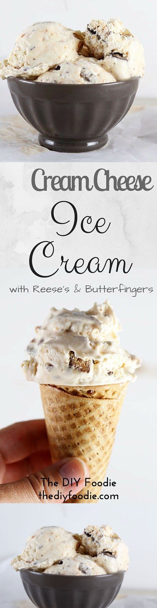 Cream Cheese Ice Cream with Reese's & Butterfingers