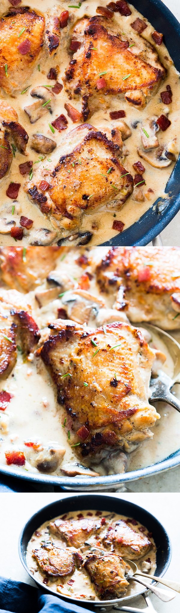 Creamy Bacon Rosemary Mushroom Chicken Thighs