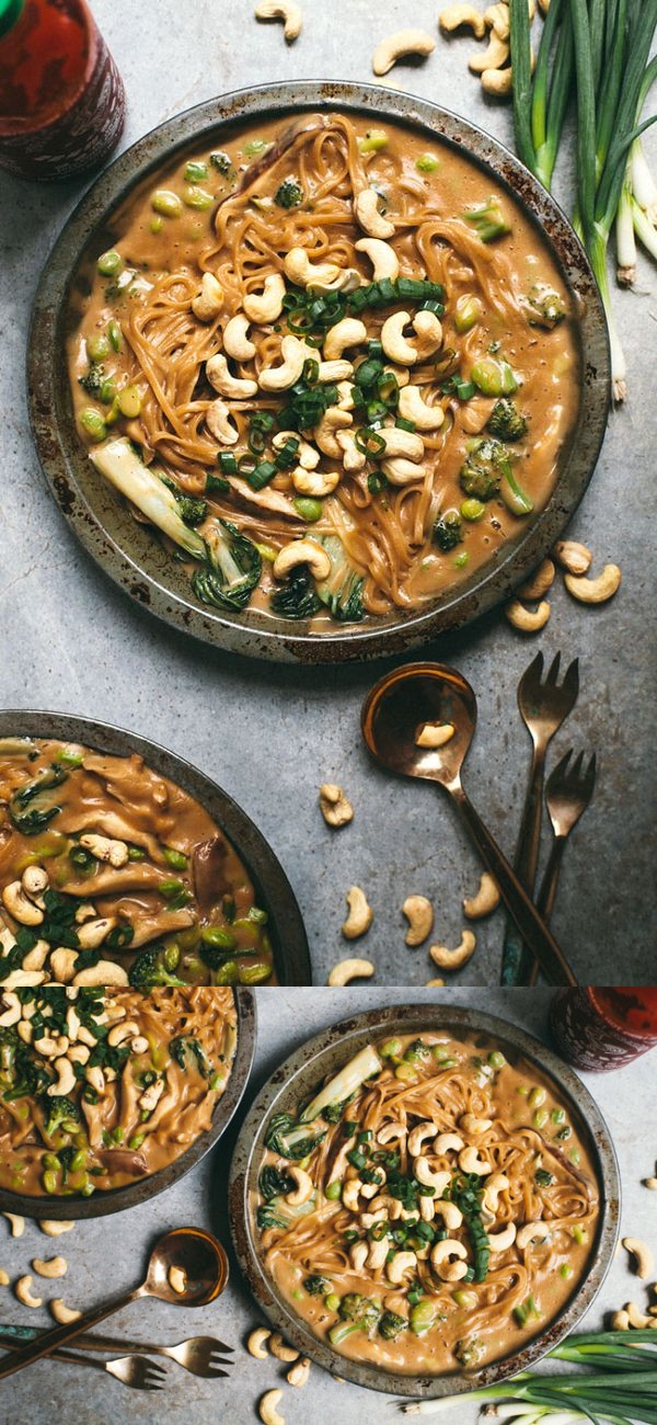 Creamy Cashew Veggie Noodle Bowl