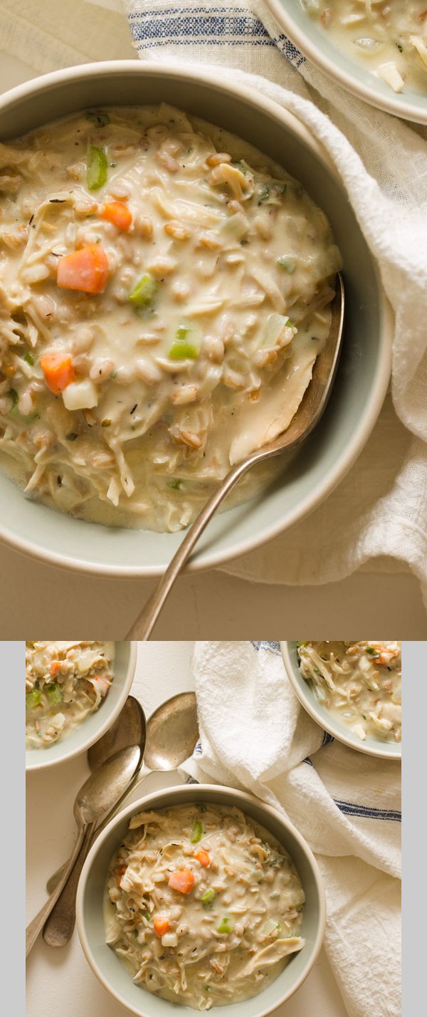 Creamy Chicken and Farro Soup