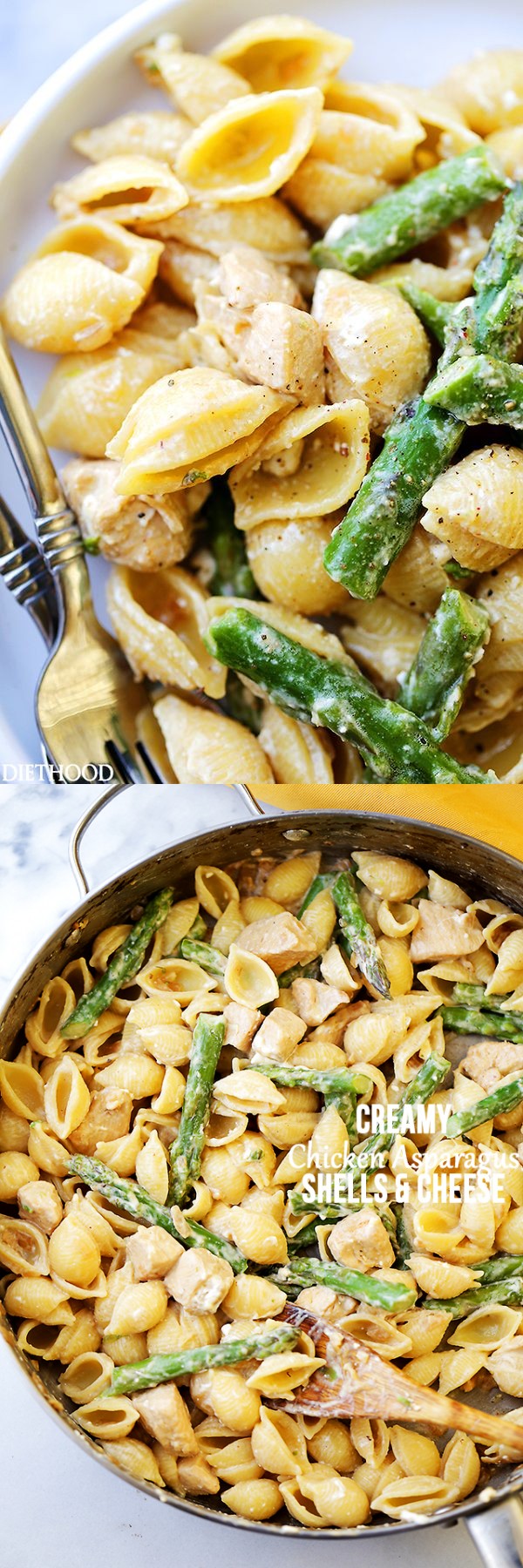 Creamy Chicken Asparagus Shells and Cheese