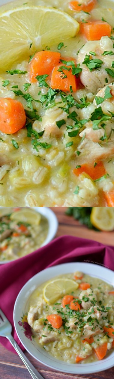 Creamy Chicken Barley Stew with Lemon & Fresh Dill