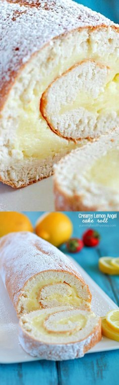 Creamy Lemon Angel Cake Roll