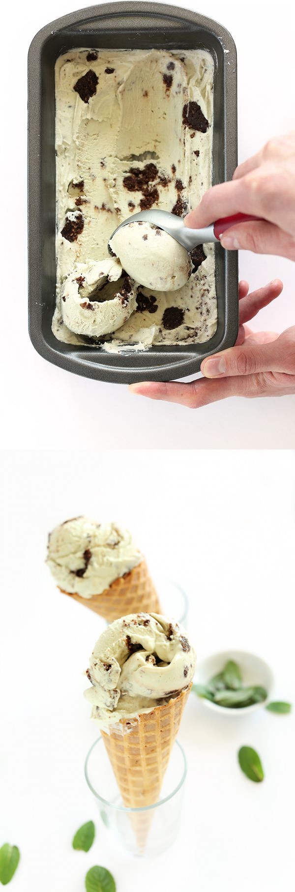 Creamy Vegan Mint Brownie Ice Cream