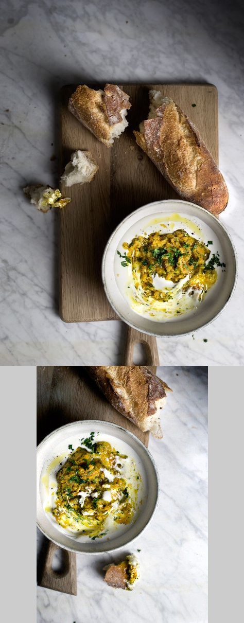 Creamy whipped feta w/ carrot pesto