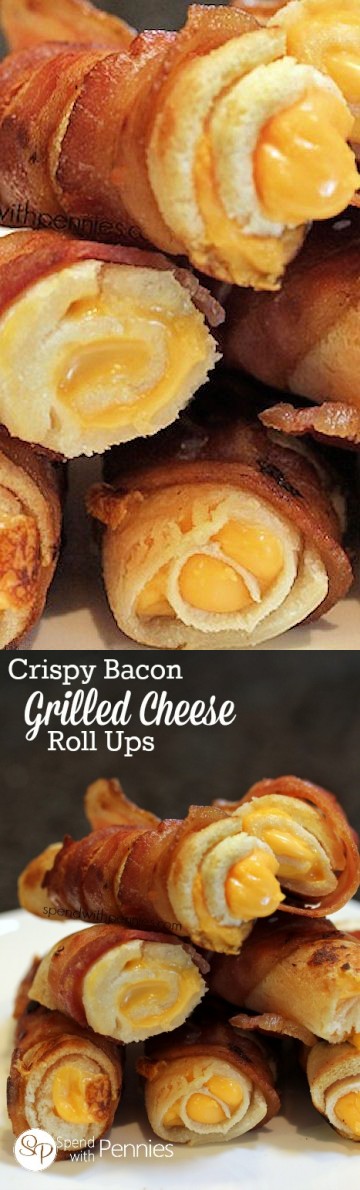 Crispy Bacon Grilled Cheese Roll Ups