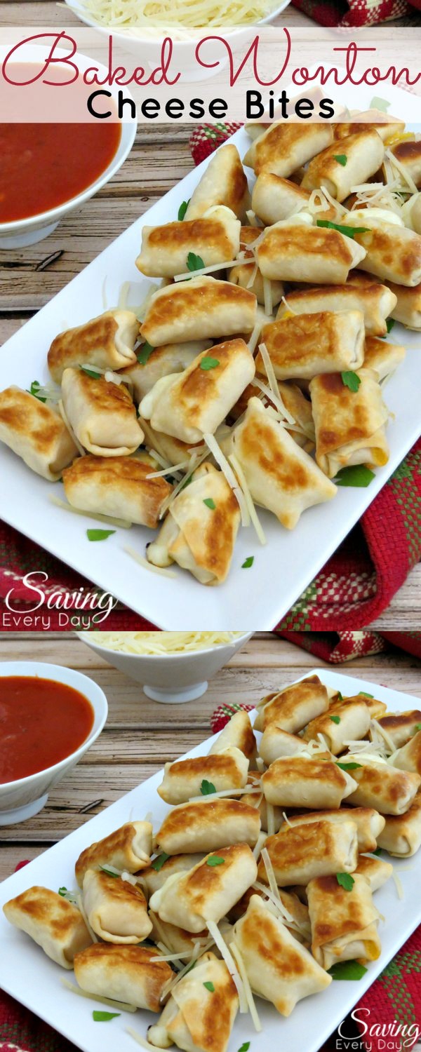 Crispy Baked Wonton Cheese Bites