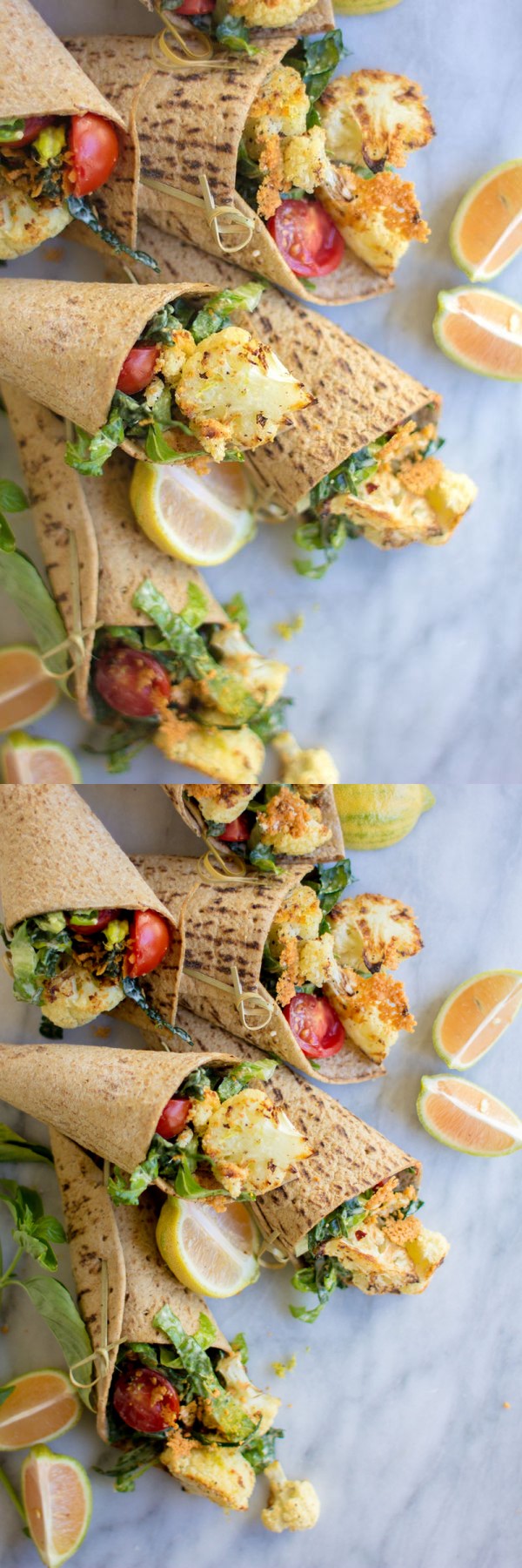 Crispy Cauliflower Caesar Wraps