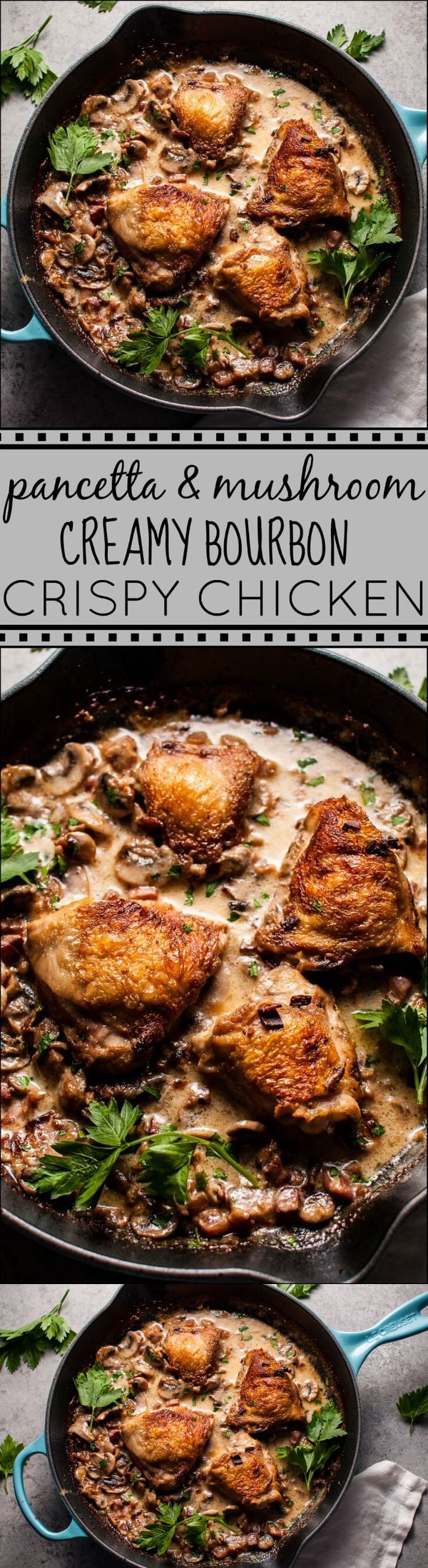 Crispy Chicken with Pancetta, Mushrooms, and Bourbon