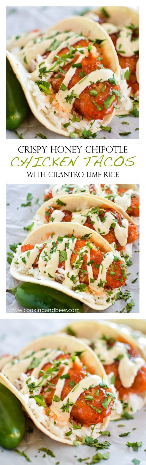 Crispy Honey Chipotle Chicken Tacos with Cilantro Lime Rice