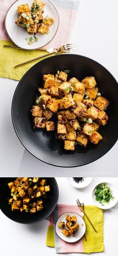 Crispy Oven Baked Honey Garlic Tofu Bites