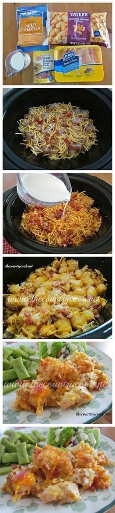 Crock Pot Cheesy Chicken Tater Tot Casserole