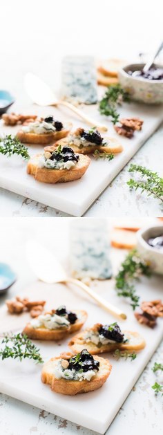 Crostini with Gorgonzola and Prune Chutney