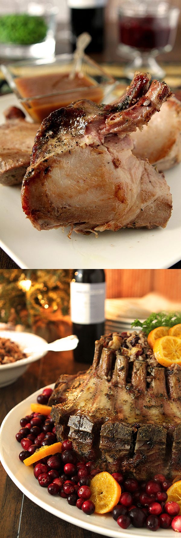 Crown Roast of Pork with Wild Rice Stuffing and Caramelized Orange Sauce