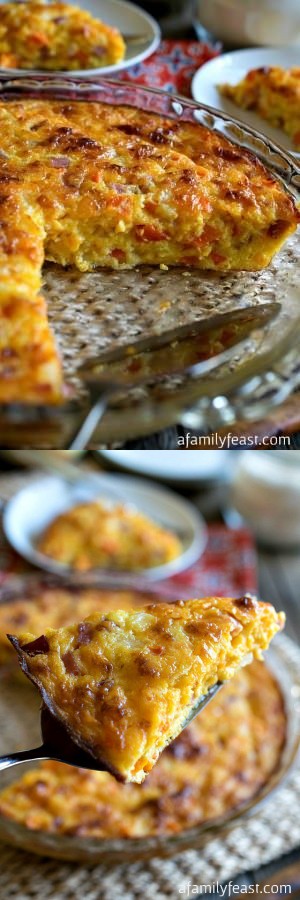 Crustless Ham and Cheddar Quiche