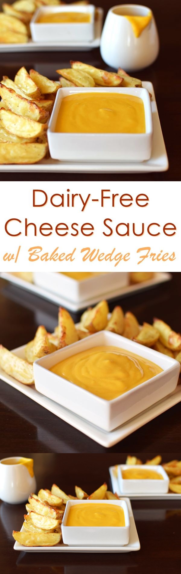 Dairy Free Cheese Sauce with Baked Baby Potato Wedge Fries