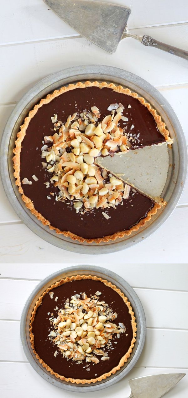 Dark Chocolate, Coconut & Macadamia Nut Tart