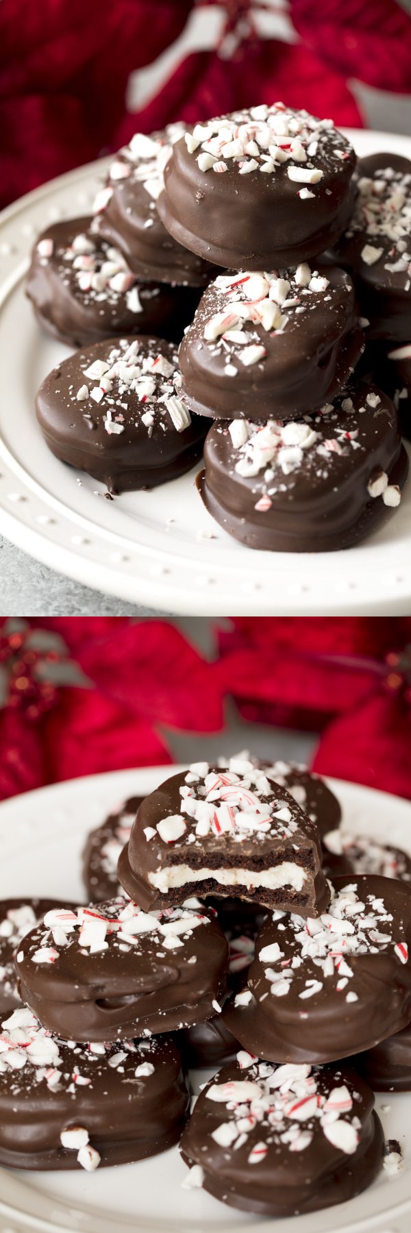 Dark Chocolate Covered Peppermint Sandwich Cookies