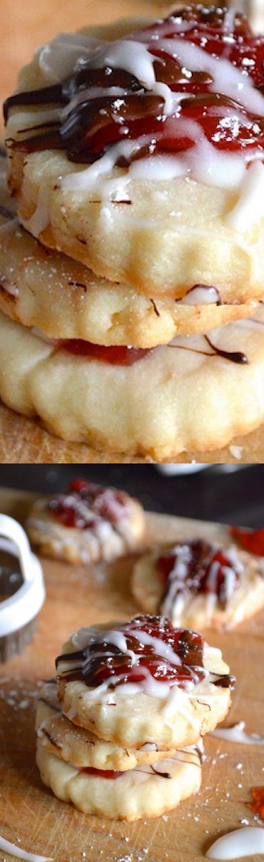 Dark Chocolate Strawberry Shortbread Cookies