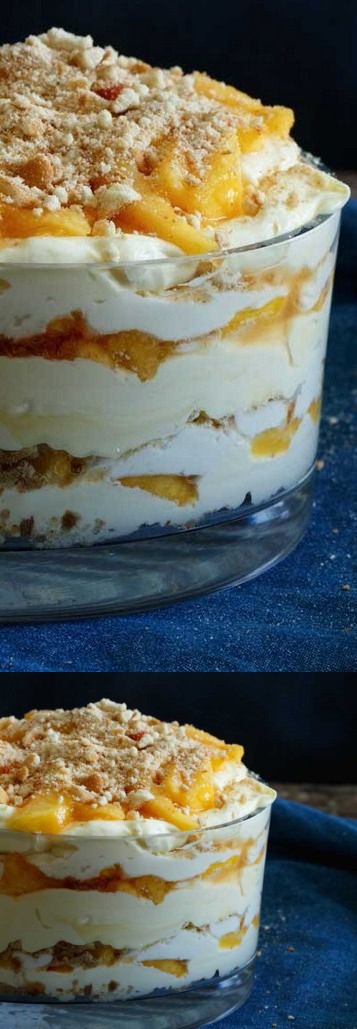 Delicious Recipes - Peach Vanilla Cheesecake Trifle