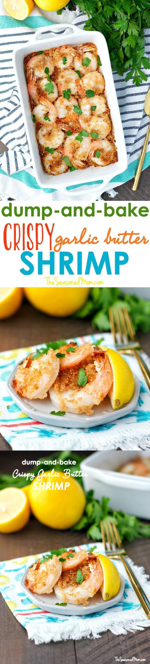 Dump and Bake Crispy Garlic Butter Shrimp