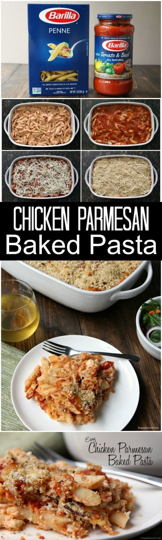 Easy Chicken Parmesan Baked Pasta