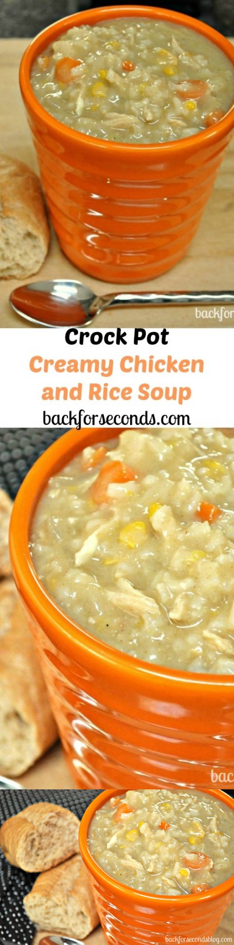 Easy Crock Pot Creamy Chicken and Rice Soup