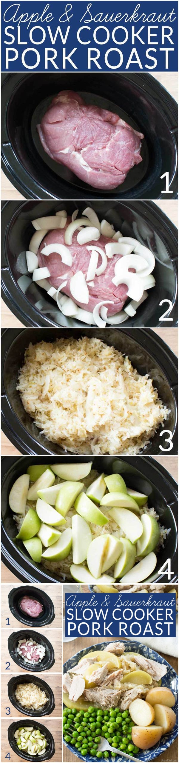 Easy Dinner Idea: Apples, Pork Roast and Sauerkraut in the Crock Pot