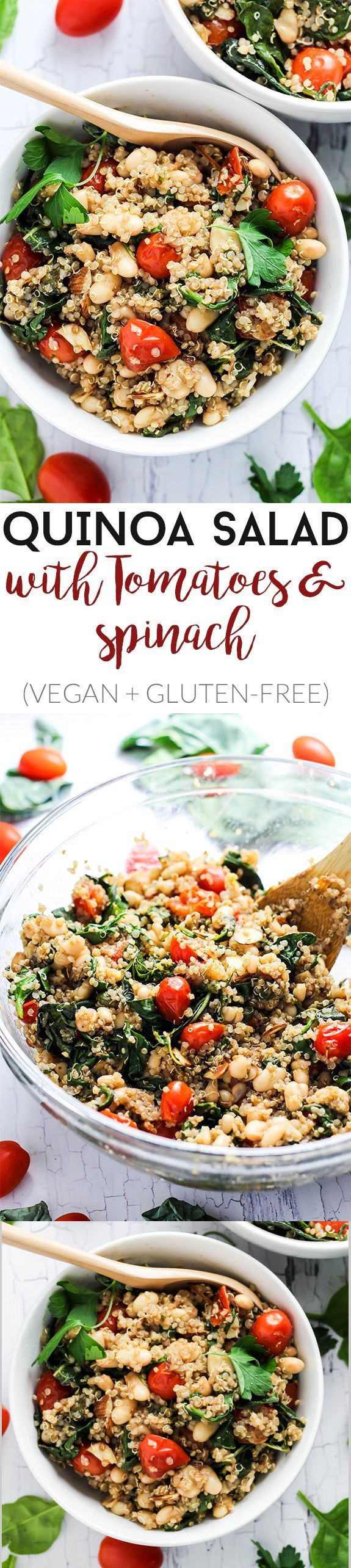 Easy Quinoa Salad with Tomatoes & Spinach