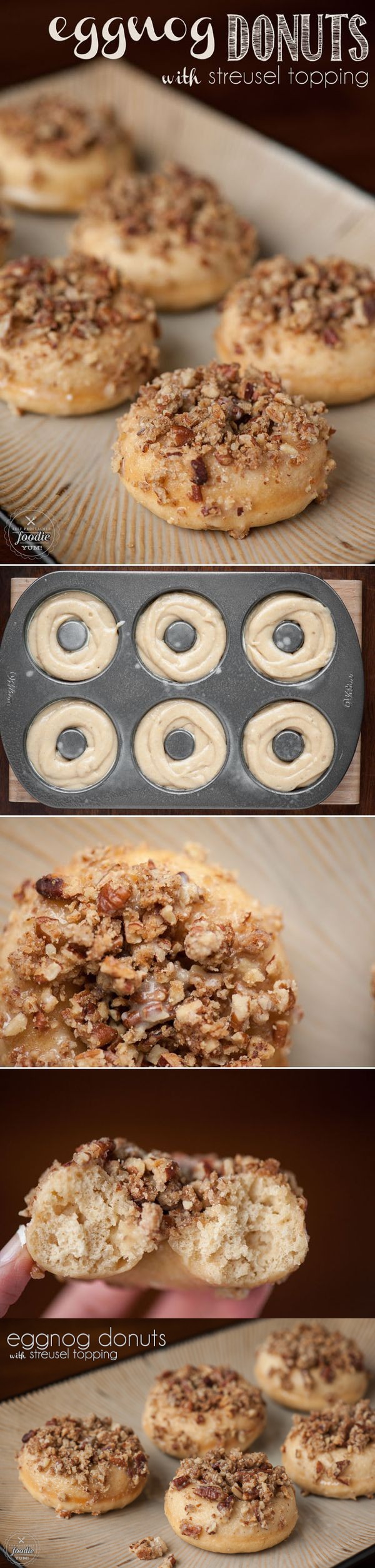 Eggnog Donuts with Streusel Topping