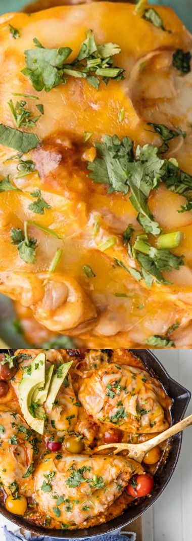 Enchilada Stuffed Chicken Skillet (Inside-Out Chicken Enchiladas