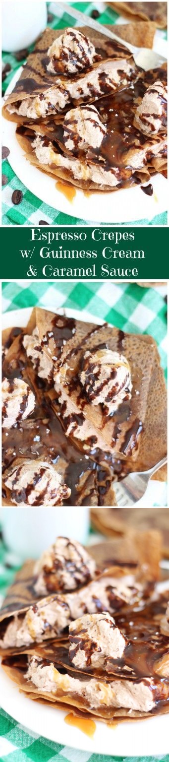 Espresso Crepes with Guinness Cream & Caramel Sauce