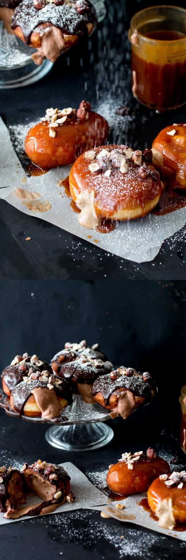 Filled Doughnuts 101: Nutella-Raspberry & Espresso-Banana-Caramel