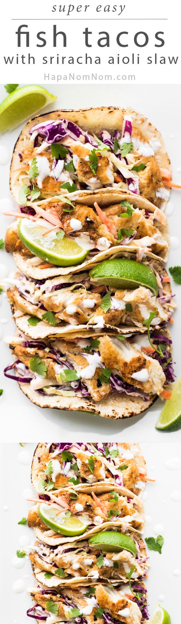 Fish Tacos with Sriracha Aioli Slaw