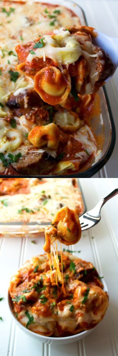 Five Ingredient Baked Tortellini Casserole