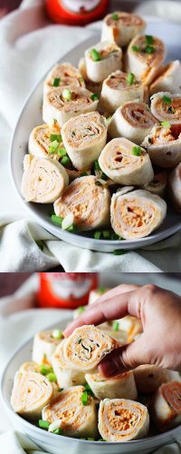 Five Ingredient Buffalo Chicken Roll Ups