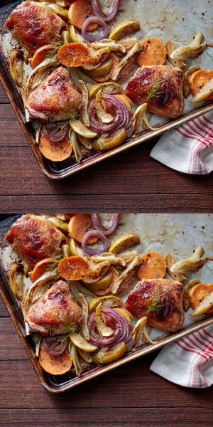 Five Spice Chicken Thighs with Apples and Sweet Potatoes