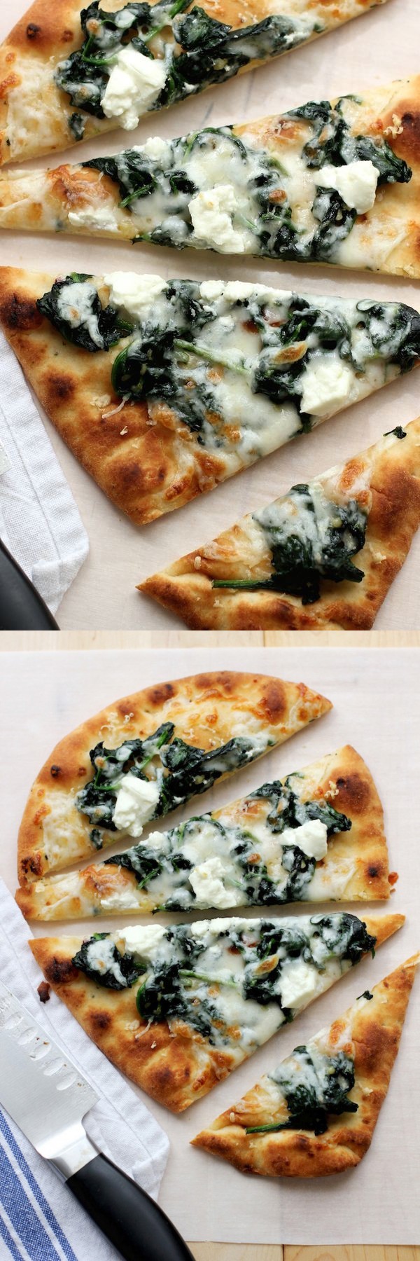 Flatbread Pizza with Spinach and Goat Cheese