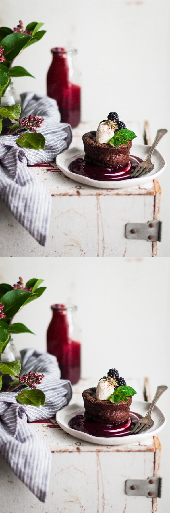 Flourless Chocolate Blackberry Tortes