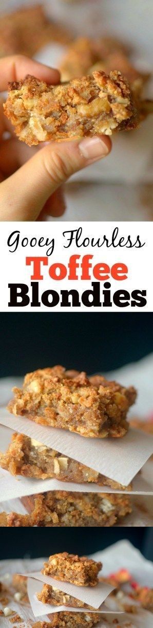 Flourless Cinnamon Toffee Blondies (Gluten-Free, Paleo + Vegan!