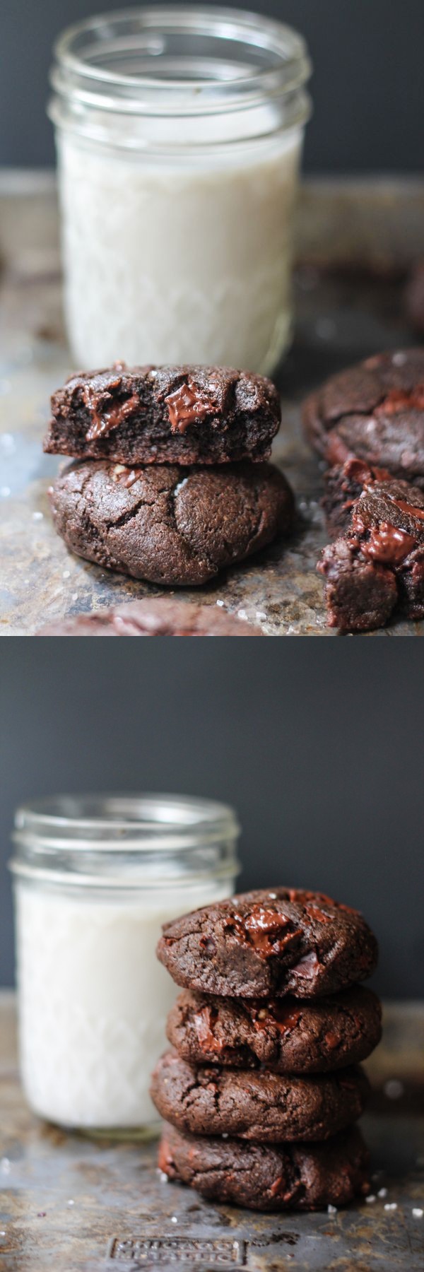 Flourless Double Chocolate Hazelnut Cookies with Sea Salt (grain free, gluten free, paleo
