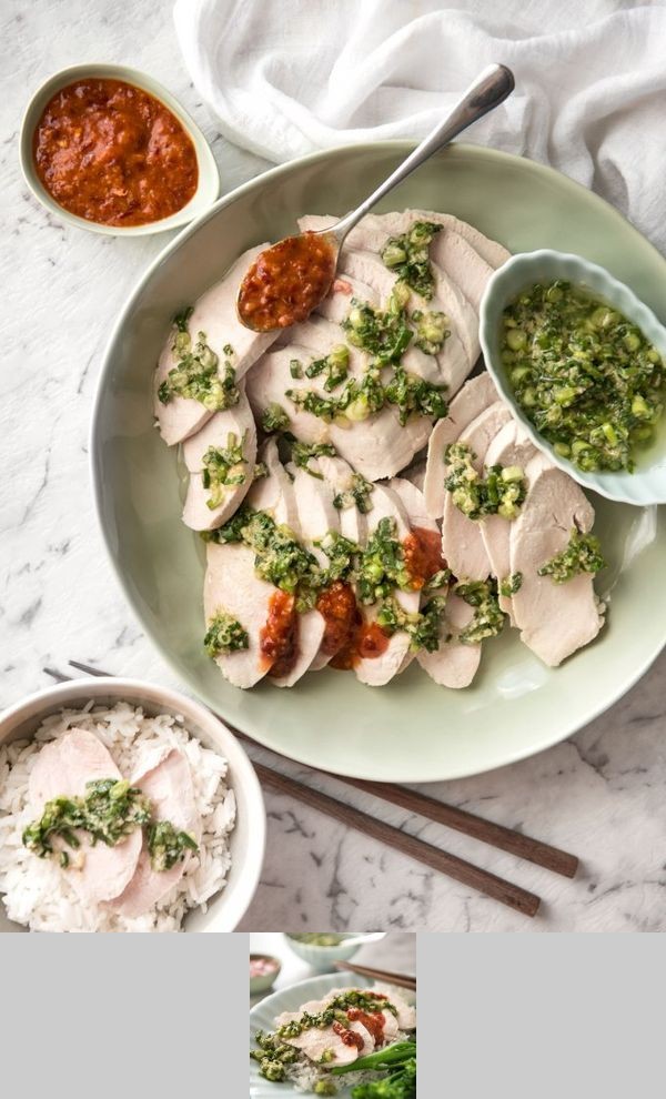 Foolproof Poached Chicken with Ginger Shallot Sauce