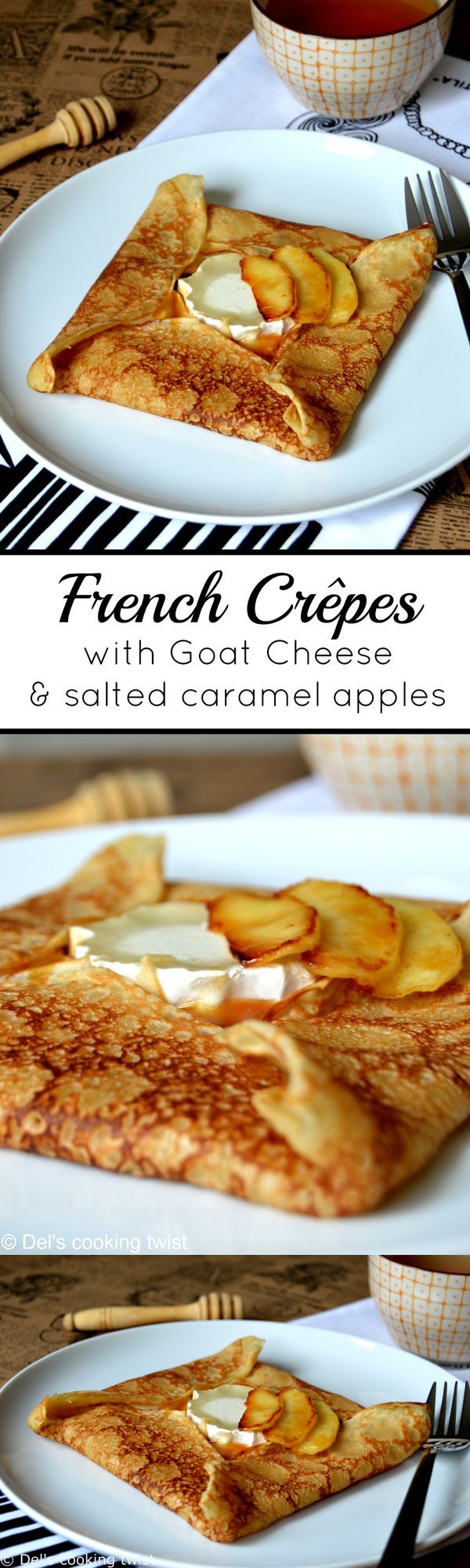 French Crêpes with Goat Cheese and Salted Caramel Apples