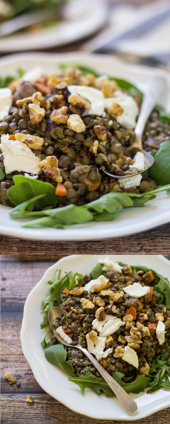 French Lentil Salad with Walnuts and Goat Cheese