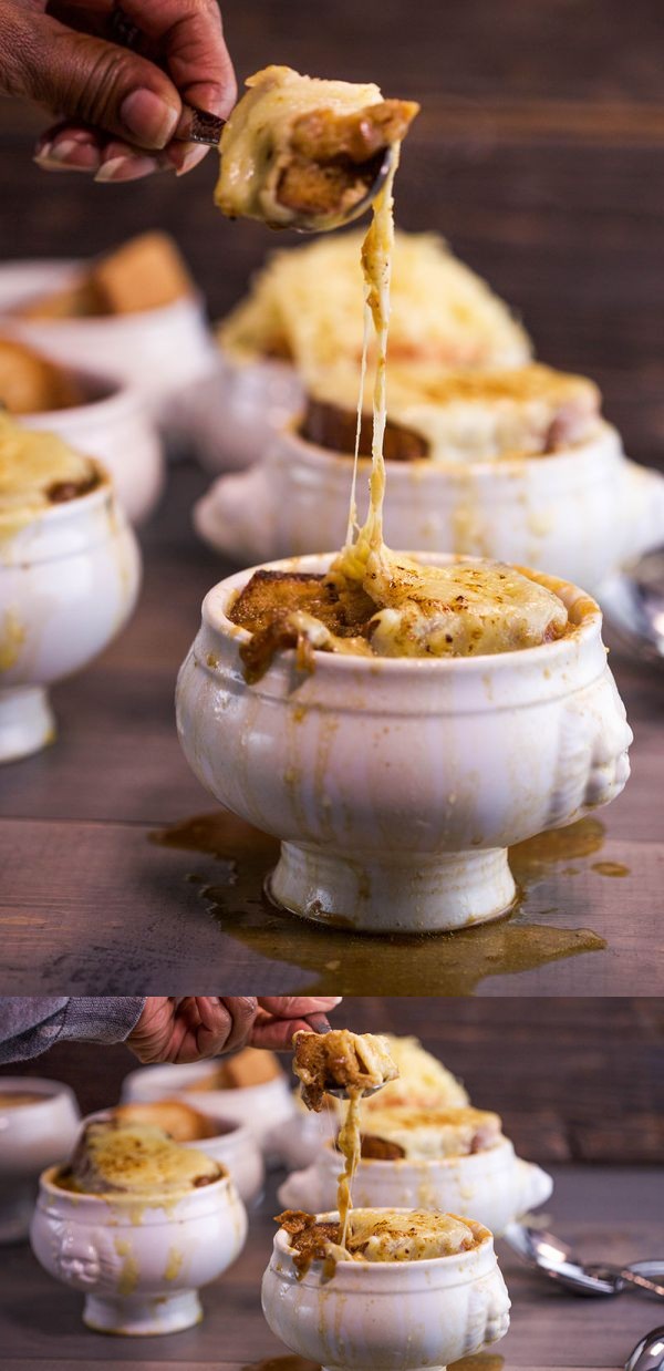 French Onion Soup with Roasted Garlic Croutons