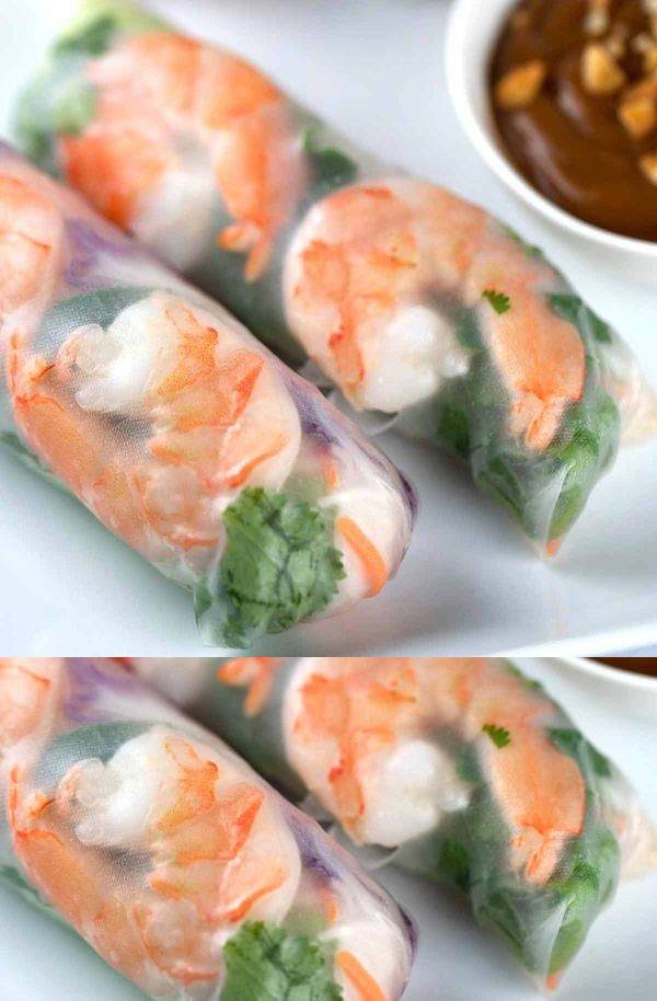 Fresh Shrimp Spring Rolls with Peanut Dipping Sauce