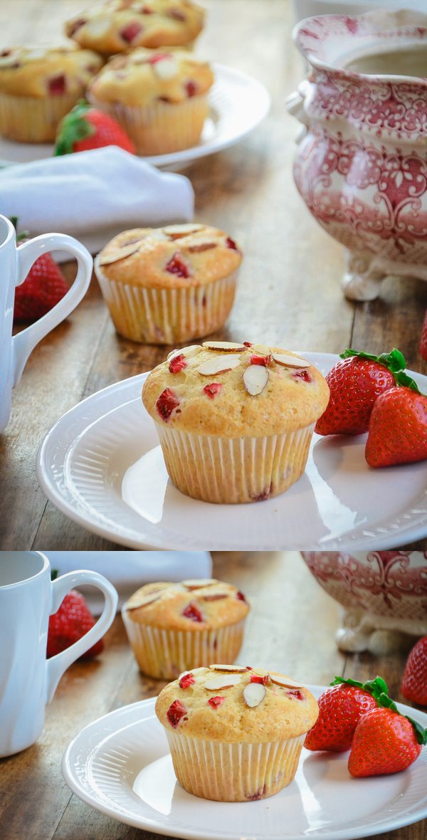 Fresh Strawberry Almond Muffins