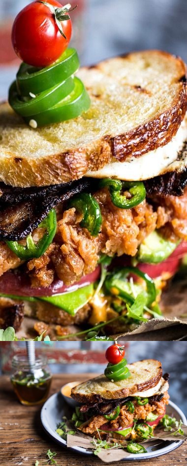 Fried Chicken BLT with Jalapeno Honey