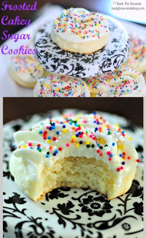 Frosted Cakey Sugar Cookies (No Roll