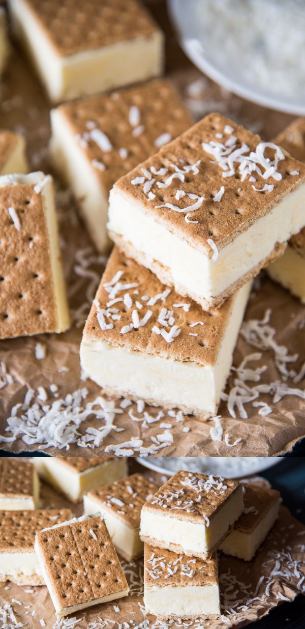 Frozen Coconut Pudding Graham Sandwiches